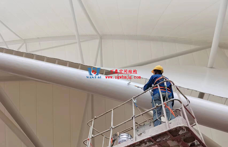 陜西定邊馬蓮灘沙漠公園鋼膜結(jié)構(gòu)工程“奮力快跑”，工程“進(jìn)度條”刷新了!