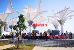 東莞龍舟廣場網(wǎng)格覆膜景觀膜結構近照欣賞